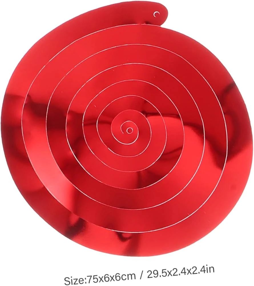 Set  of red metallic hanging swirl decorations
