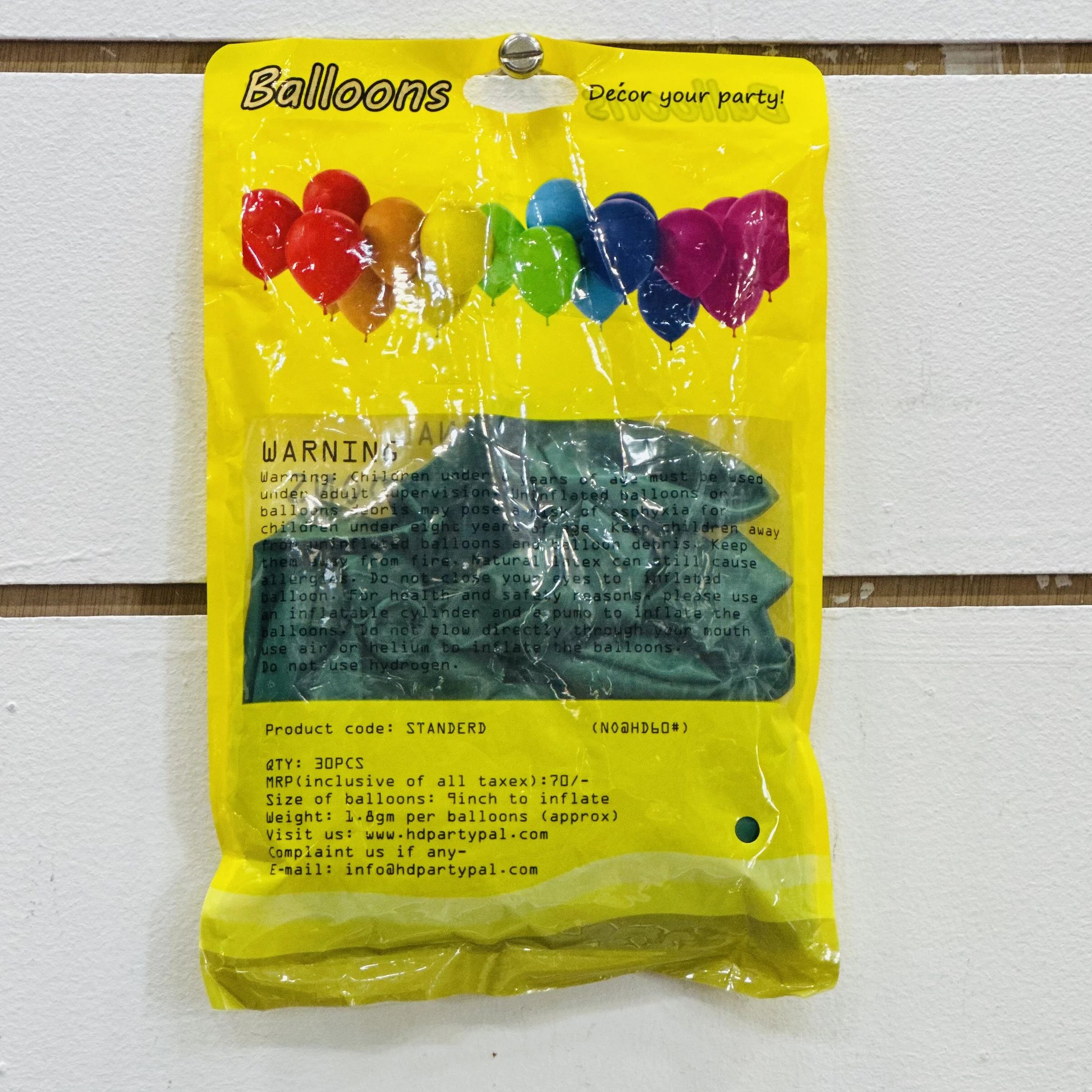 package of "Party Pal" brand balloons