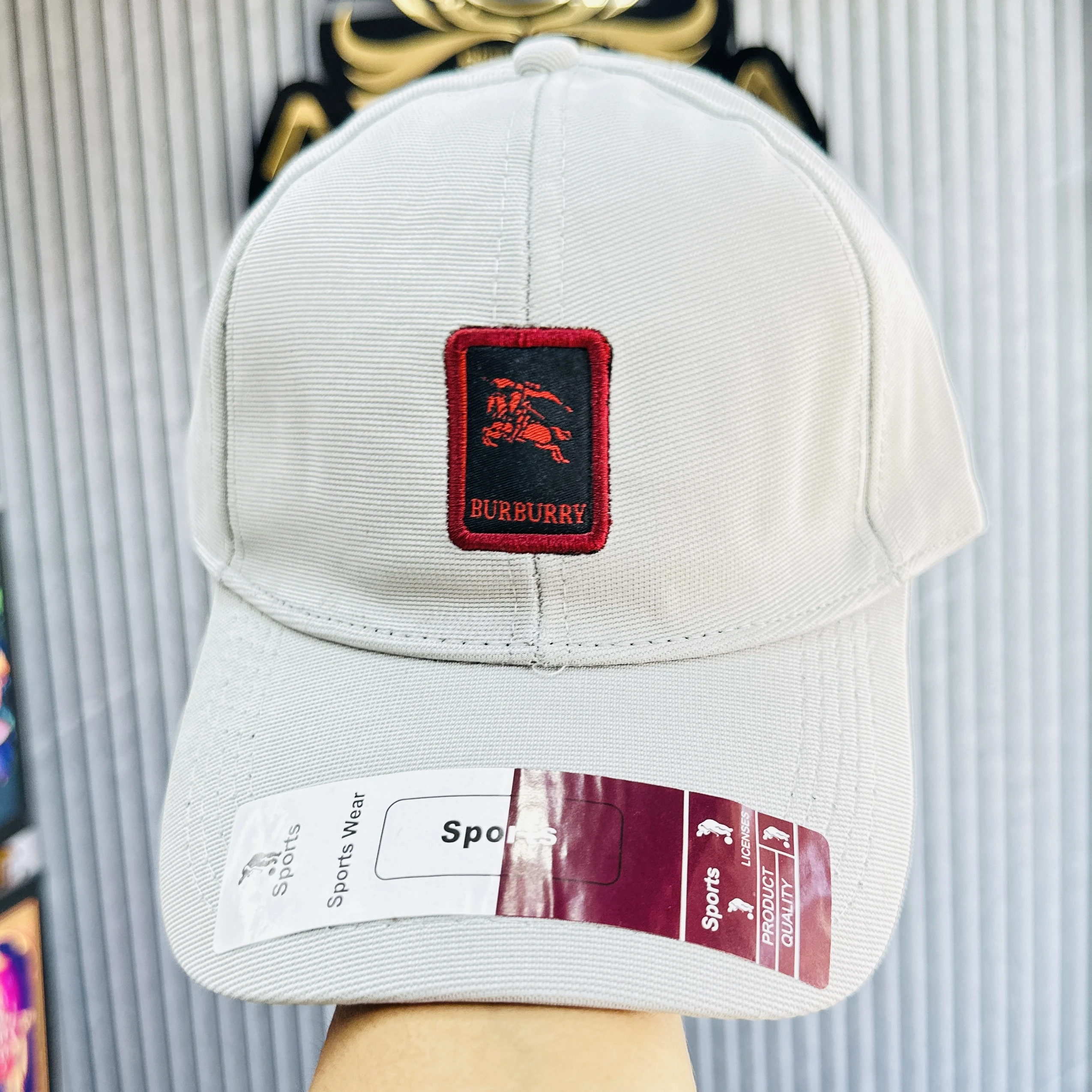 beige baseball cap