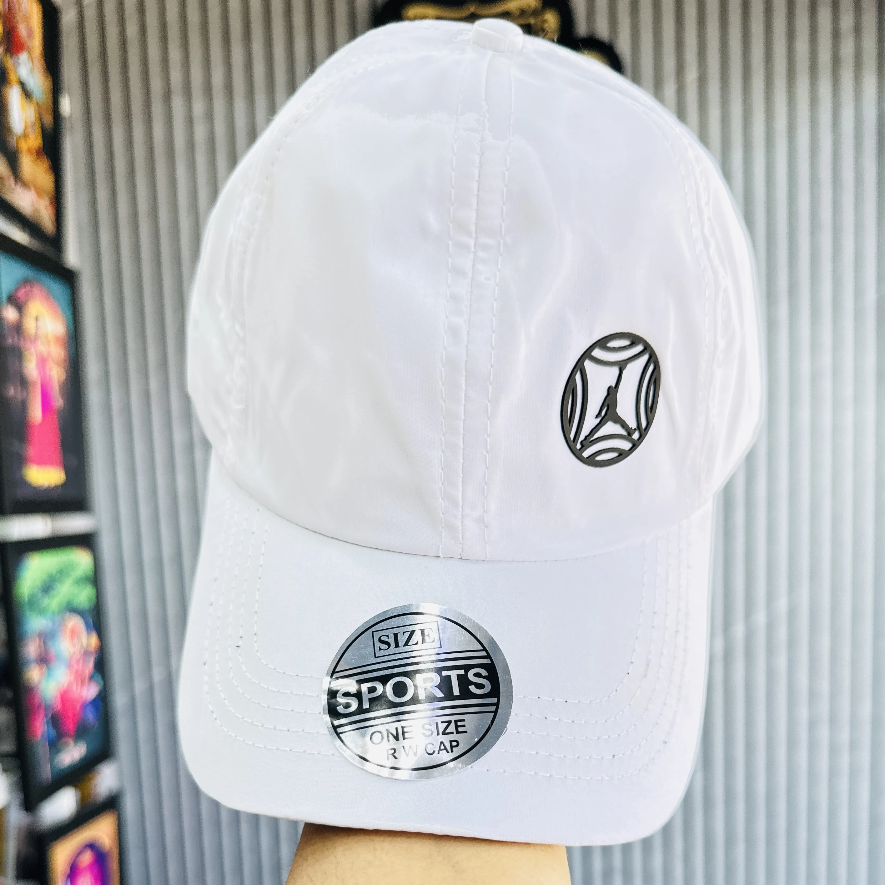 appears to be a white Nike branded baseball cap
