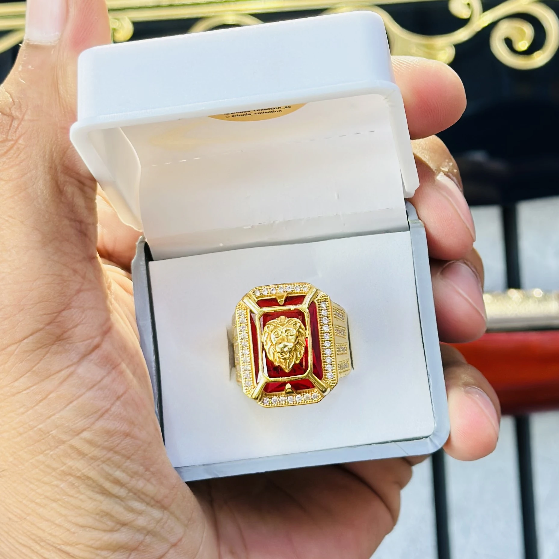 ashok stambh design gents Ring