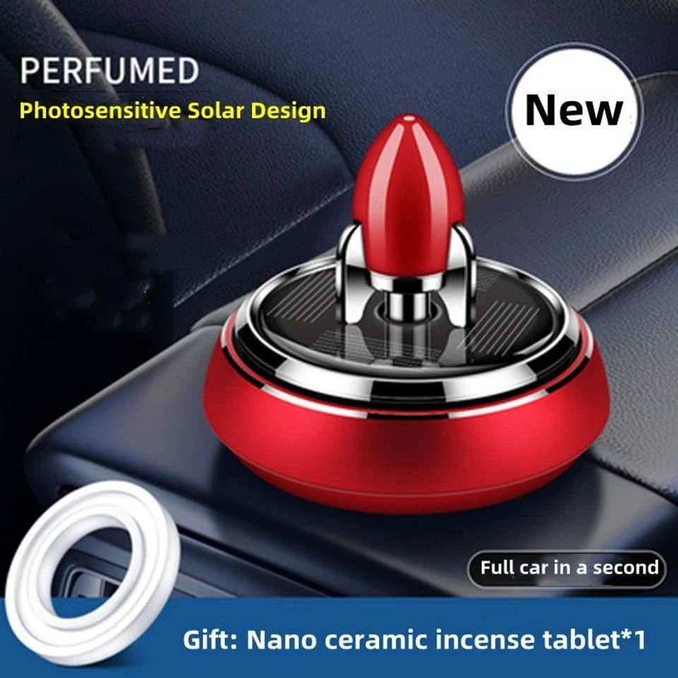 Metal Rocket Car Air Freshener Solar Rotating Dashboard