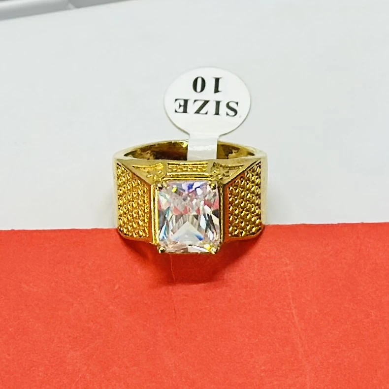 Frost NYC Rock Crystal and CZ 10K Yellow Gold Men's Ring.