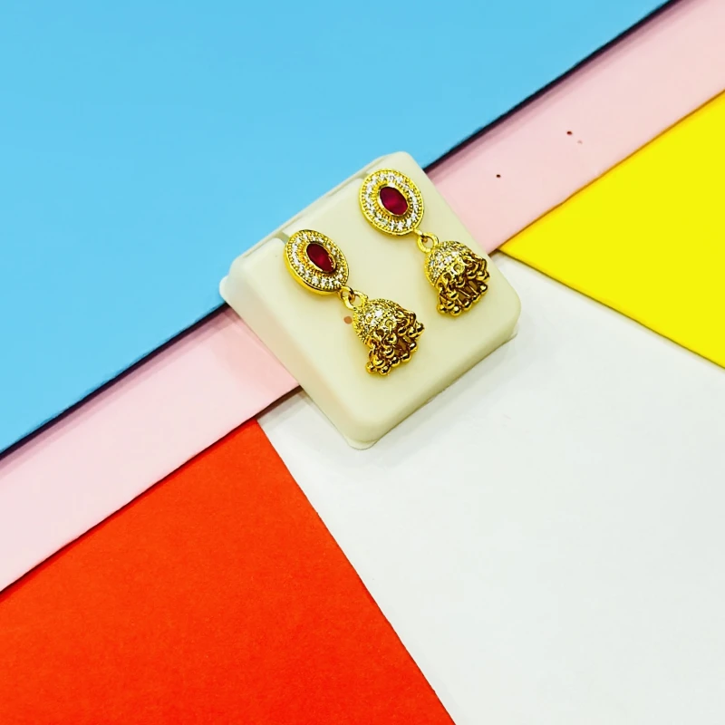 pair of gold-plated jhumka earrings