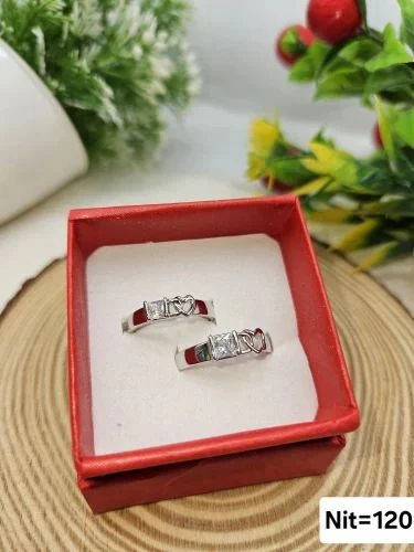 Silver -toned, adjustable couple rings