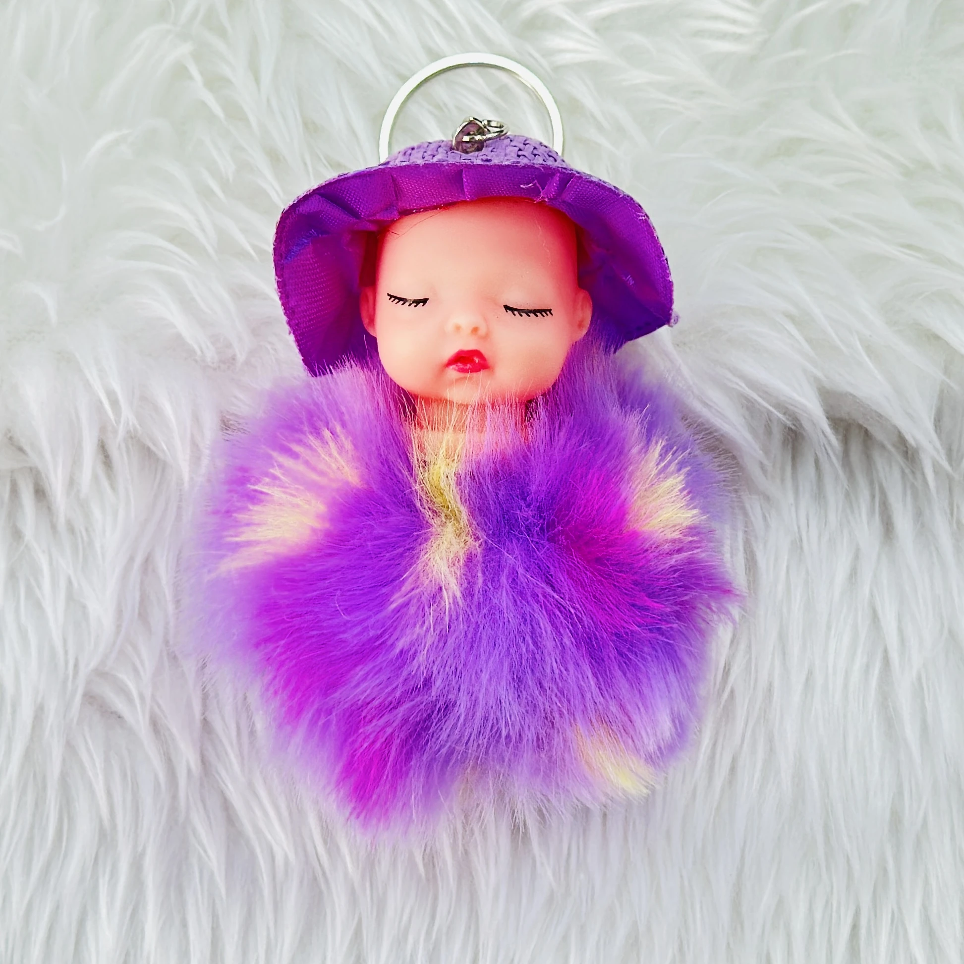 plush sleeping baby doll keychain,