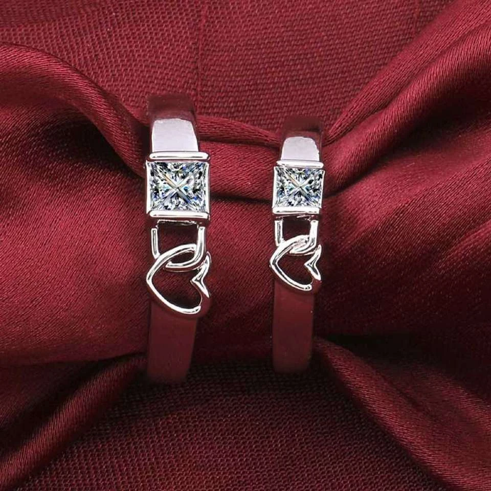 Silver -toned, adjustable couple rings