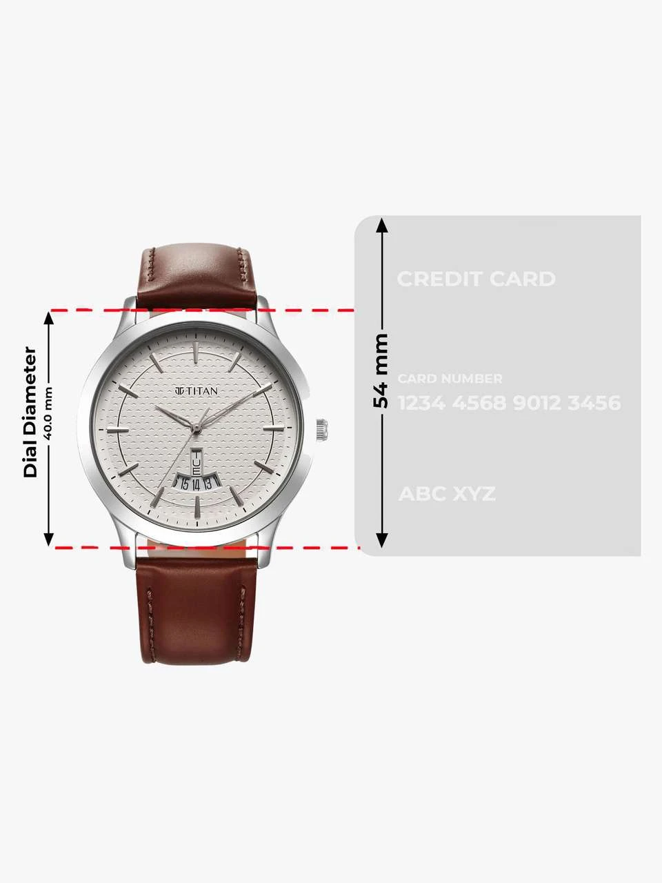 Titan On Trend analog watch featuring a clean white dial and a brown leather strap
