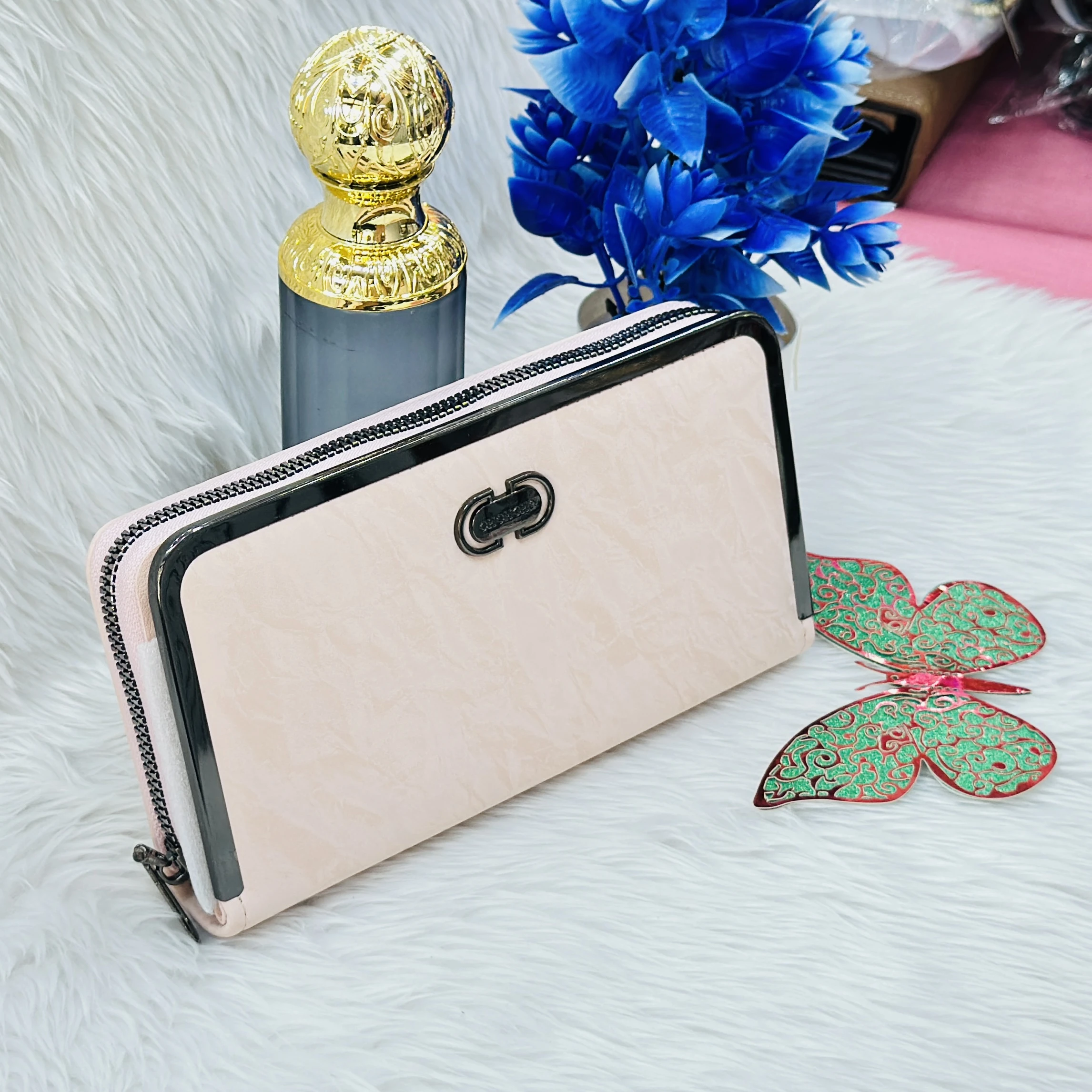beige zip-around women's wallet