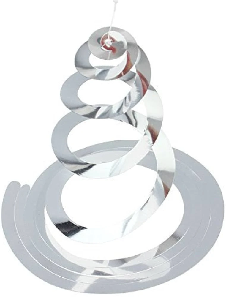 Set of red metallic hanging swirl decorations