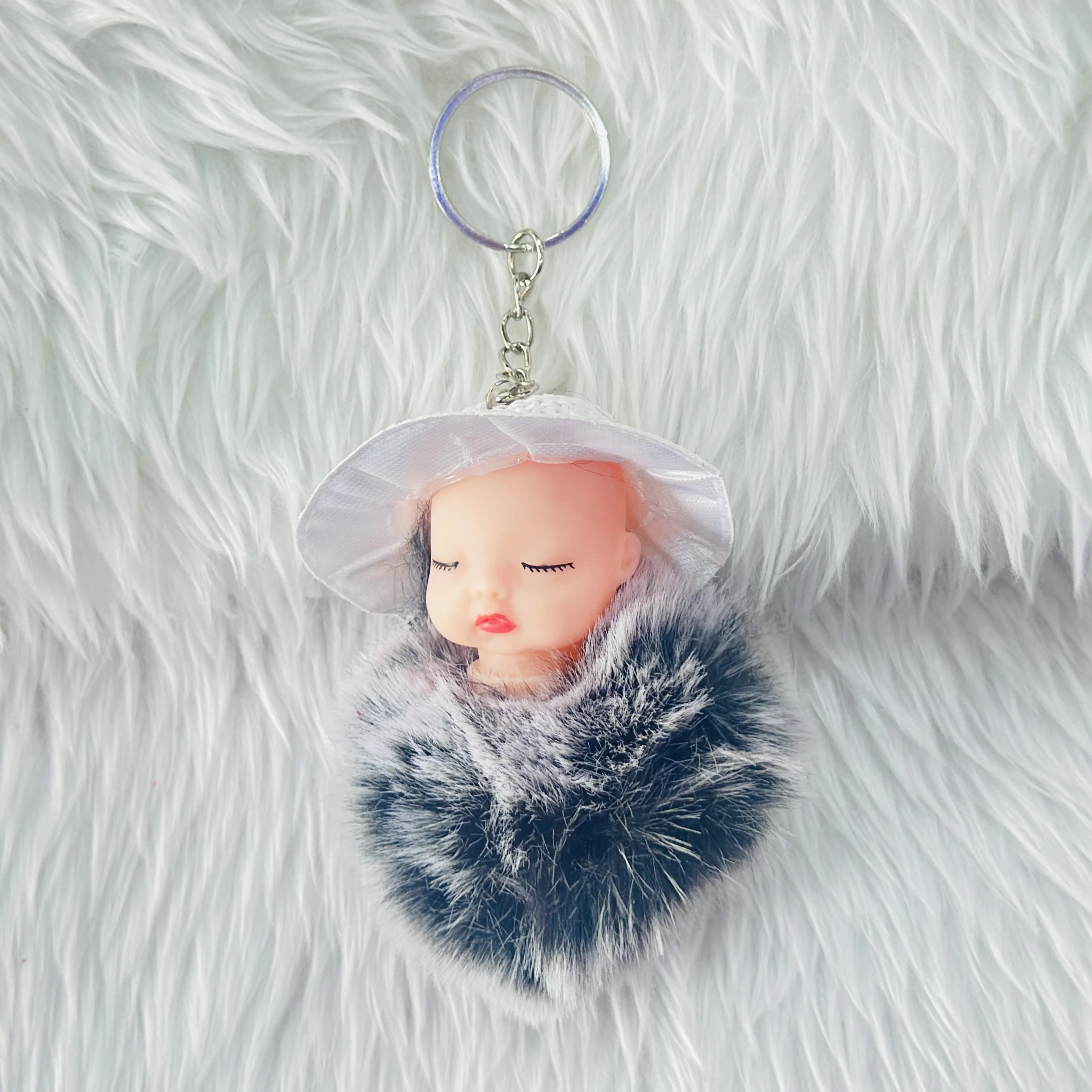 Cute Sleeping Doll Fake Fur Key Chain