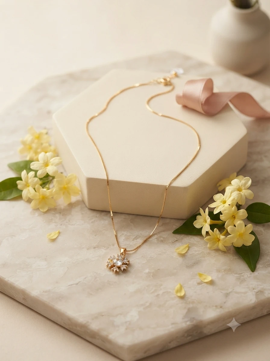 Carlton London 18kt gold-plated snowflake pendant