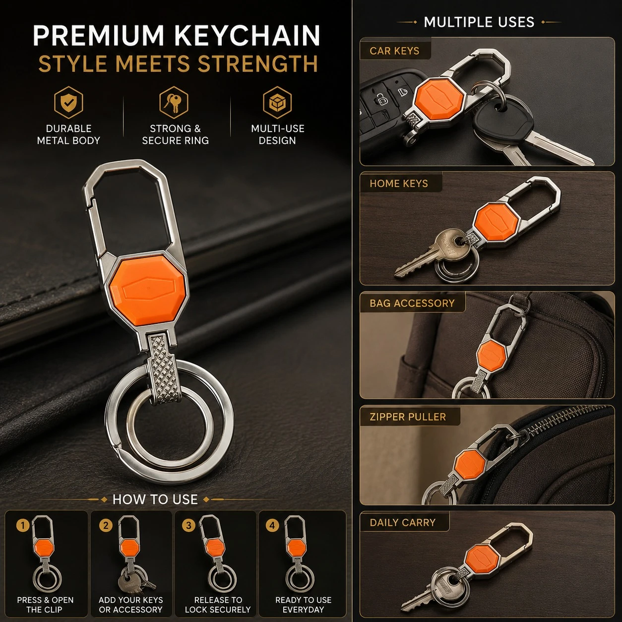 metallic KTM brand bike keychain