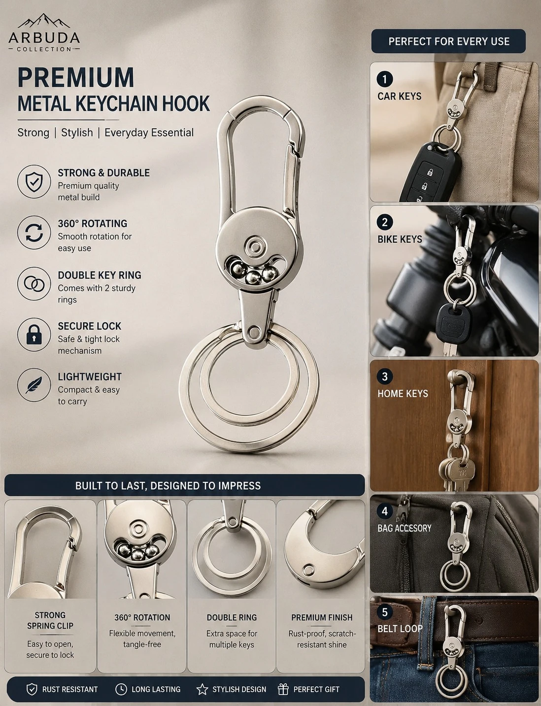 Fashionable metal keychain