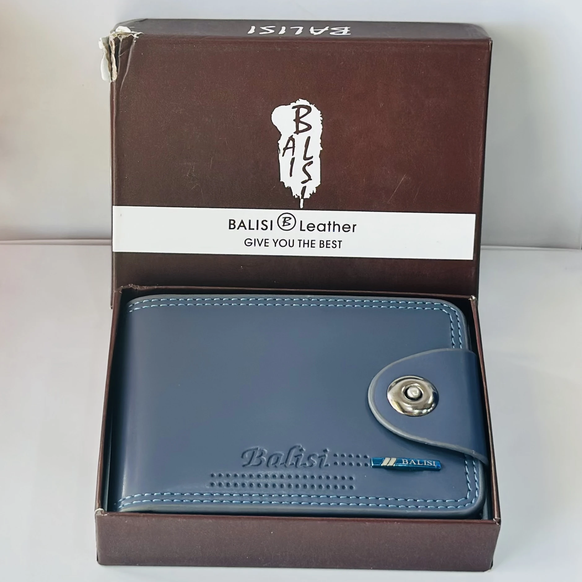 Blue Balisi bifold leather wallet
