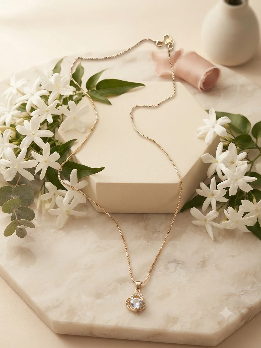 Zaveri Pearls rose gold plated necklace