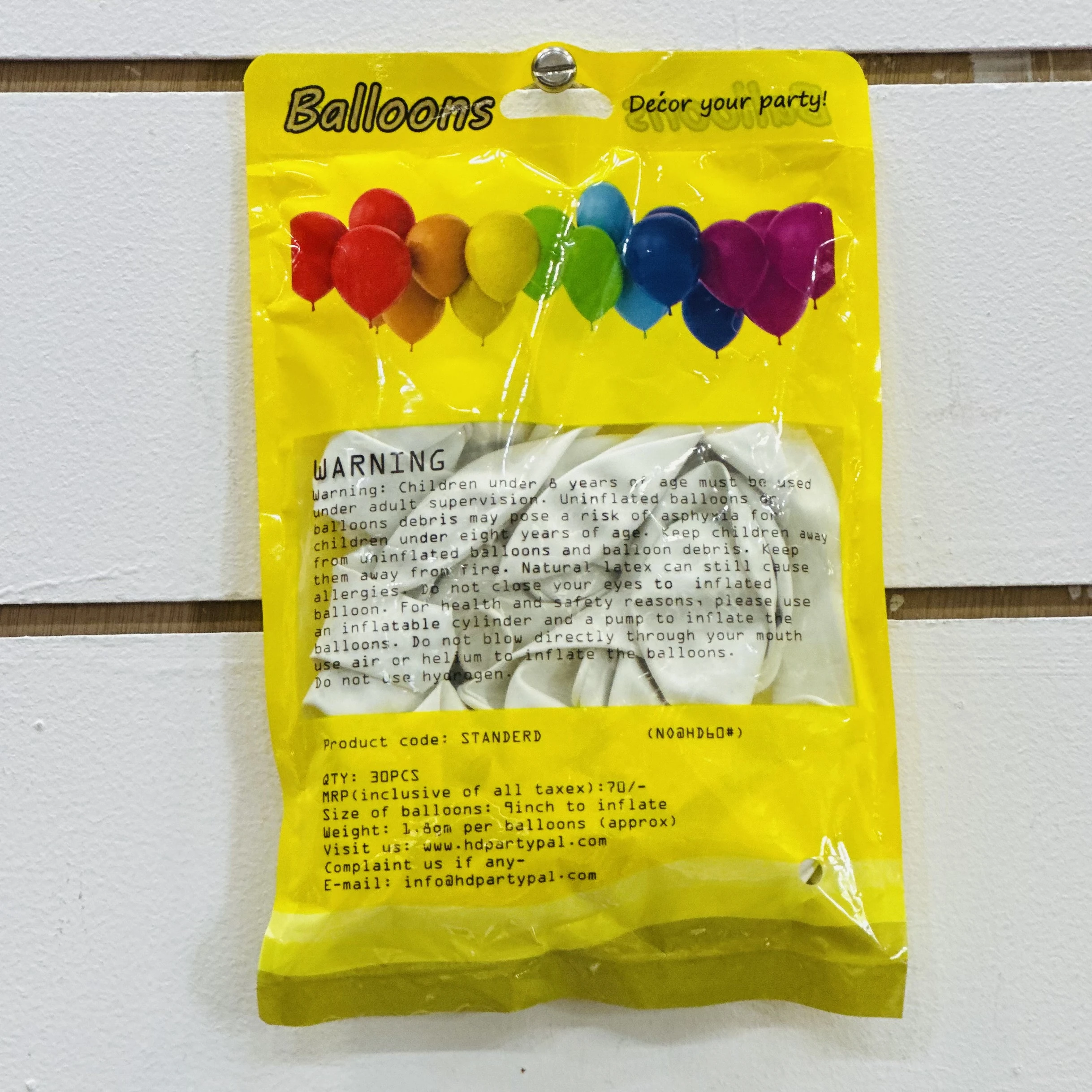 package of "Party Pal" brand balloons
