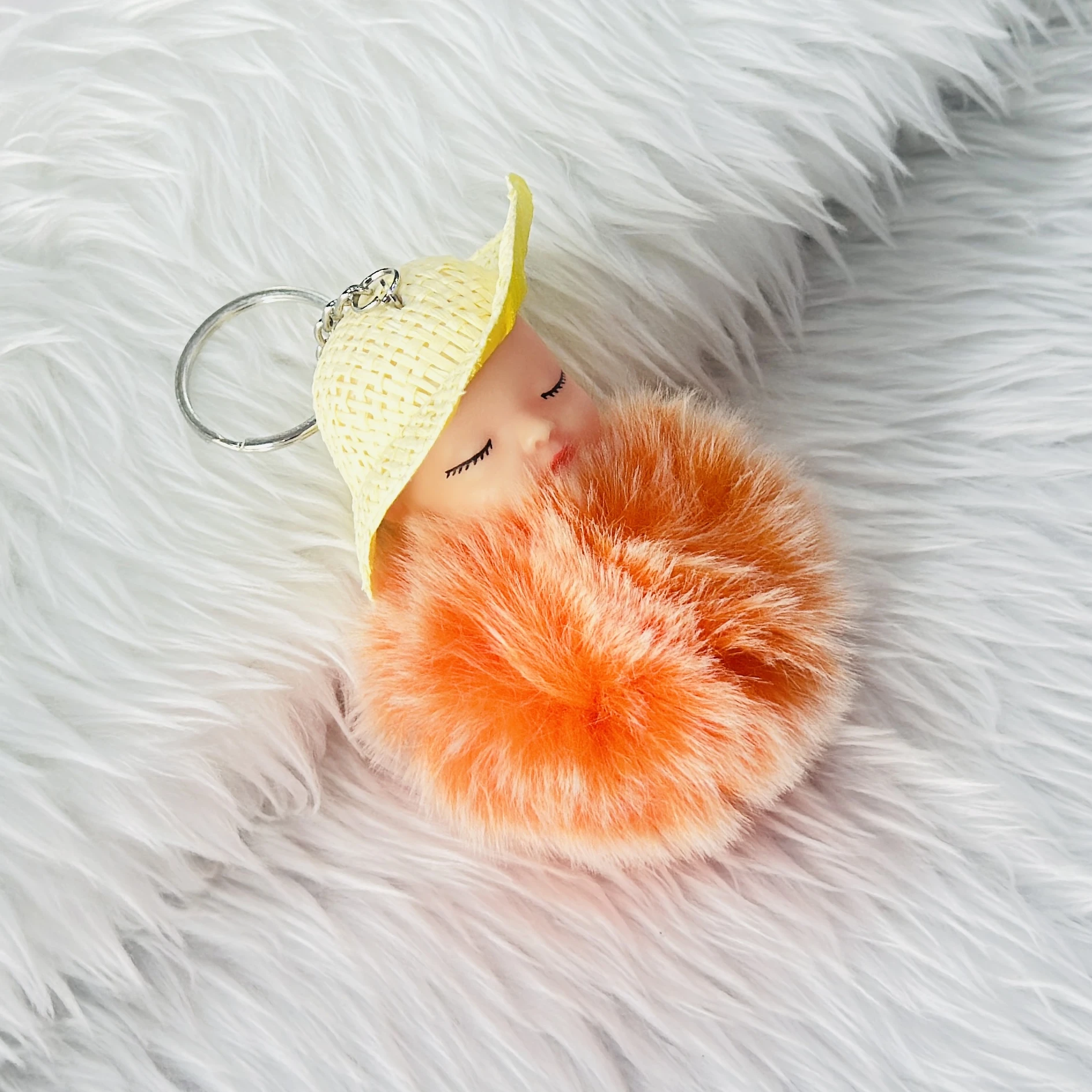 Cute Sleeping Doll Fake Fur Key Chain