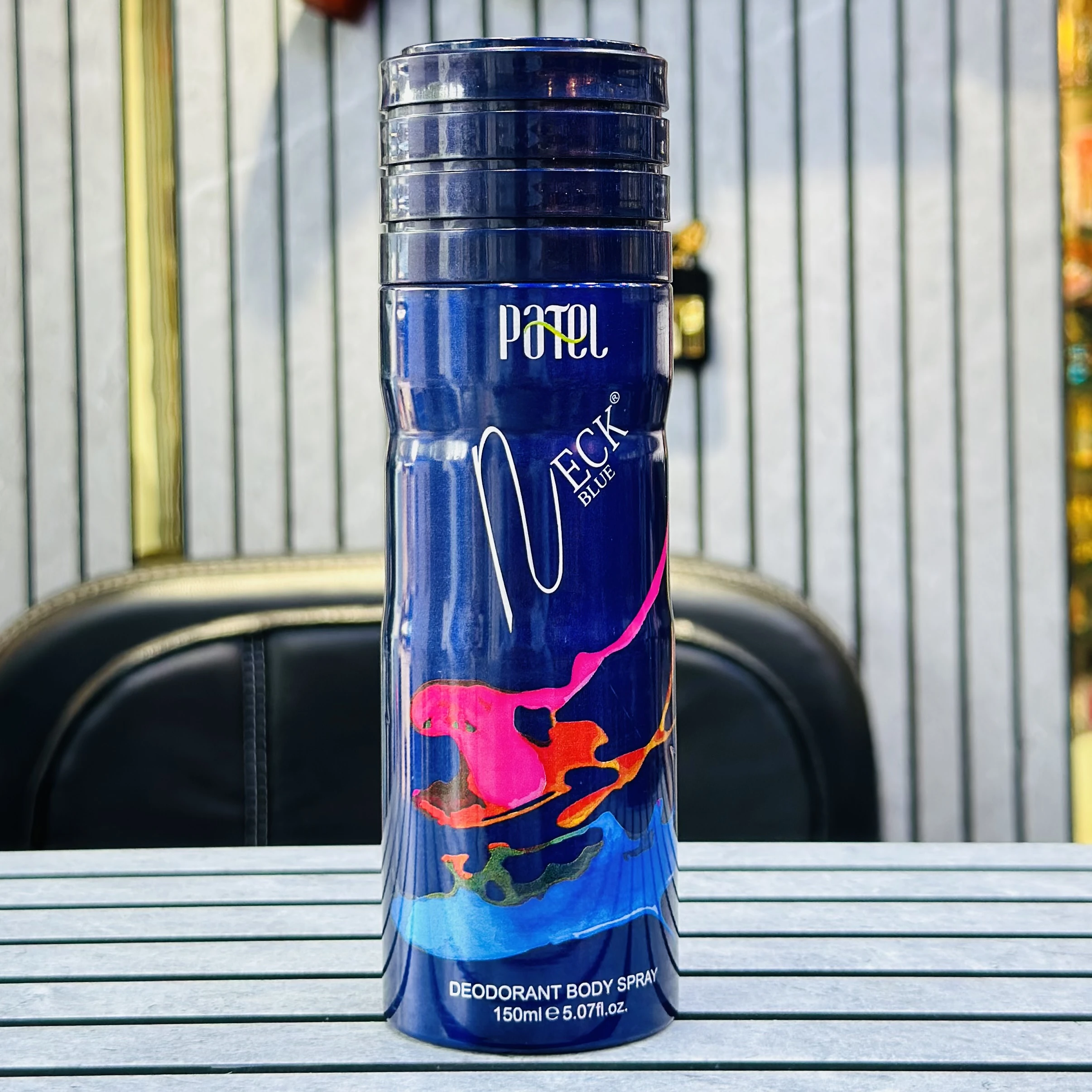 Neck blue perfume