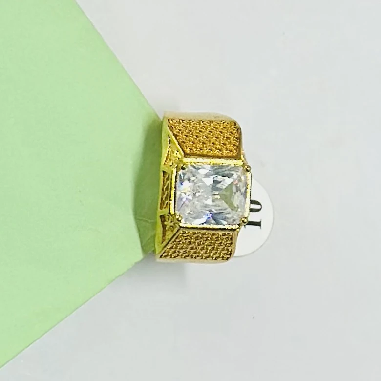 Frost NYC Rock Crystal and CZ 10K Yellow Gold Men's Ring.