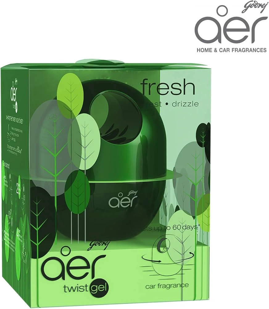 Godrej Aer Car Air Freshener Twist Gel - Fresh Forest Drizzle