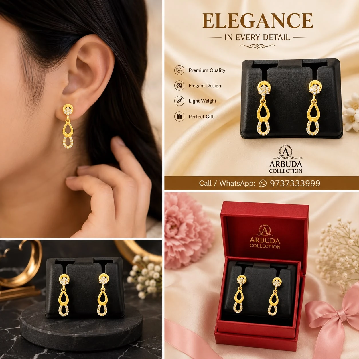Gold plated drop earrings