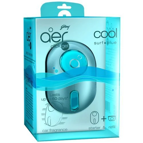 Godrej Aer Click Gel - Car Vent Air Freshener Kit, Cool Surf Blue