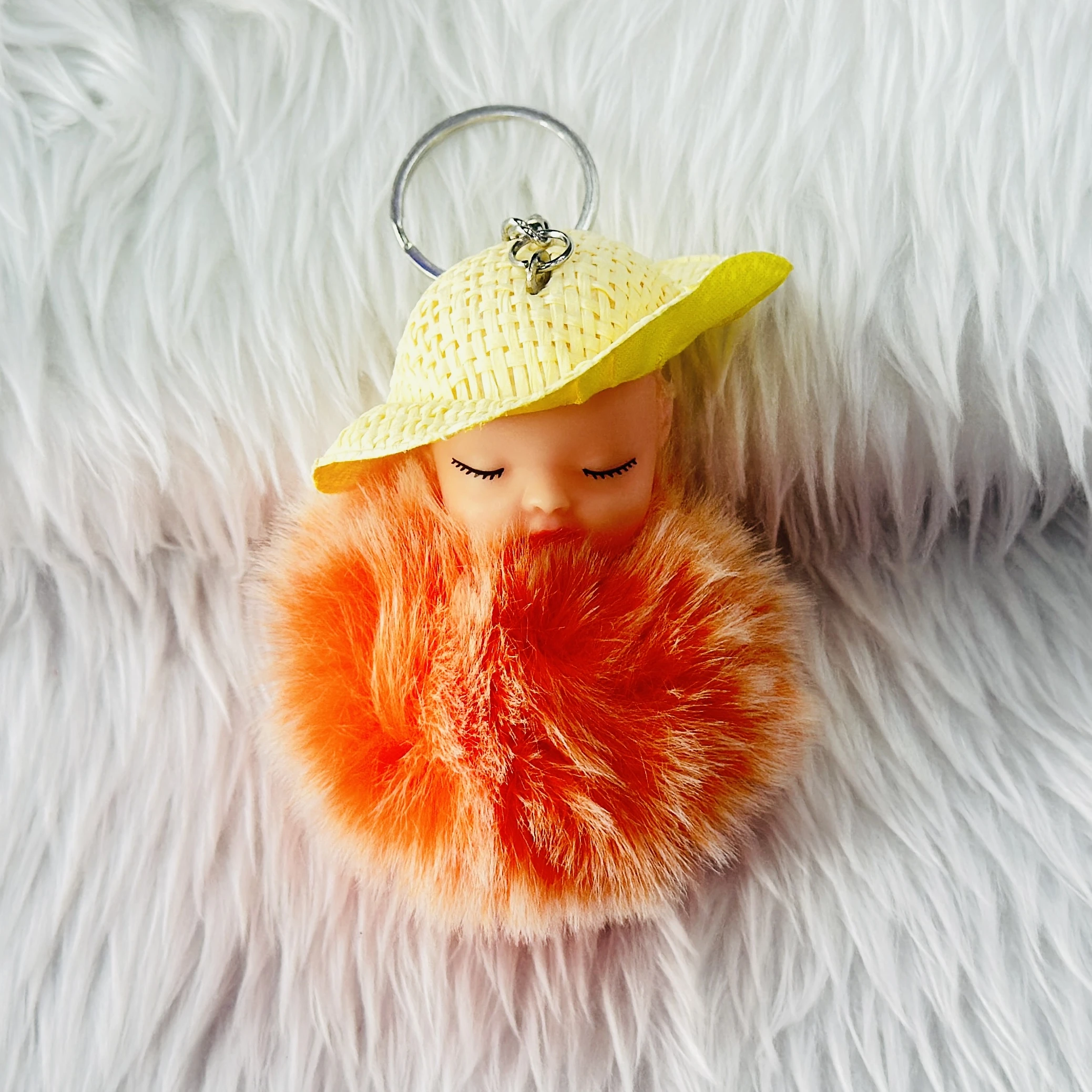 Cute Sleeping Doll Fake Fur Key Chain