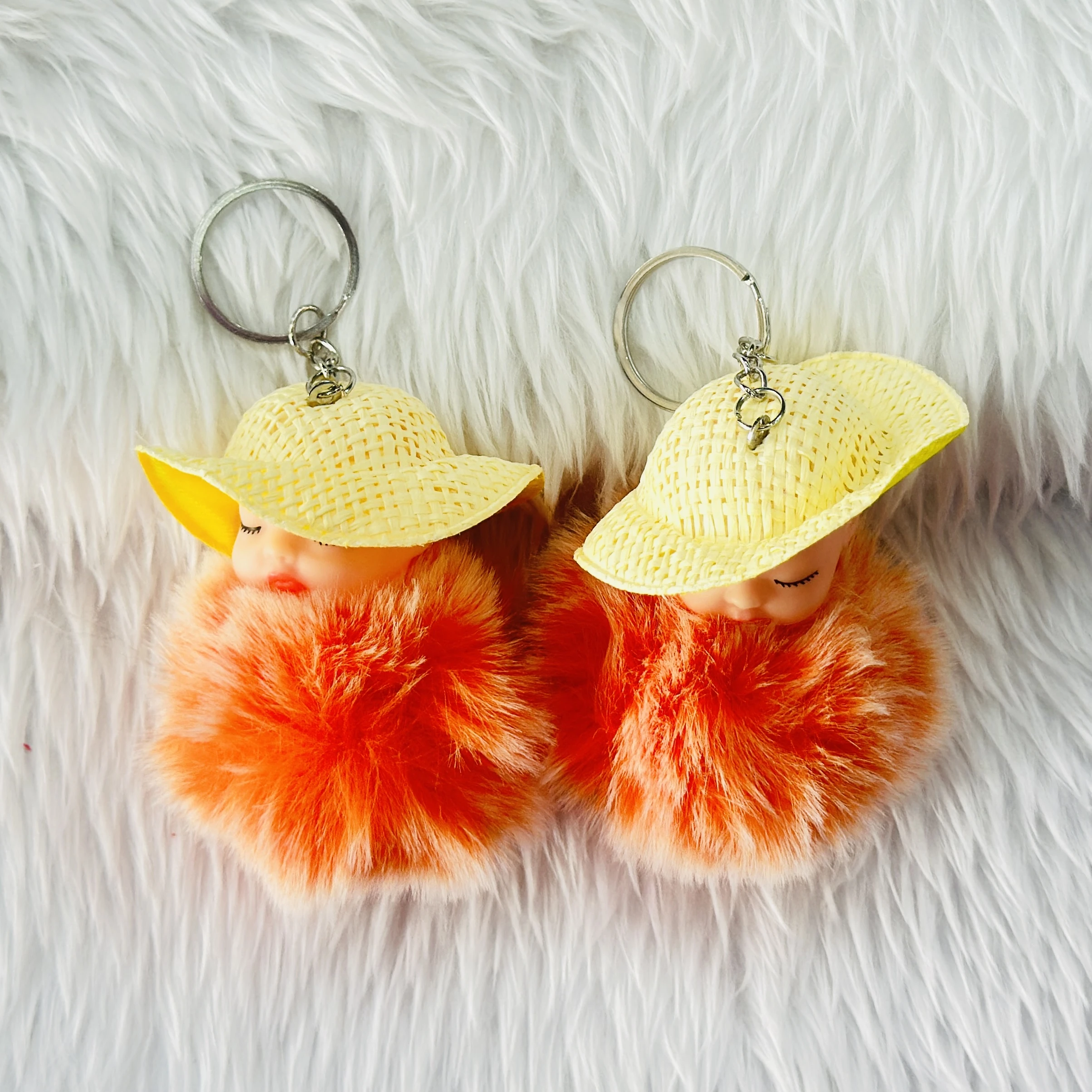 Cute Sleeping Doll Fake Fur Key Chain