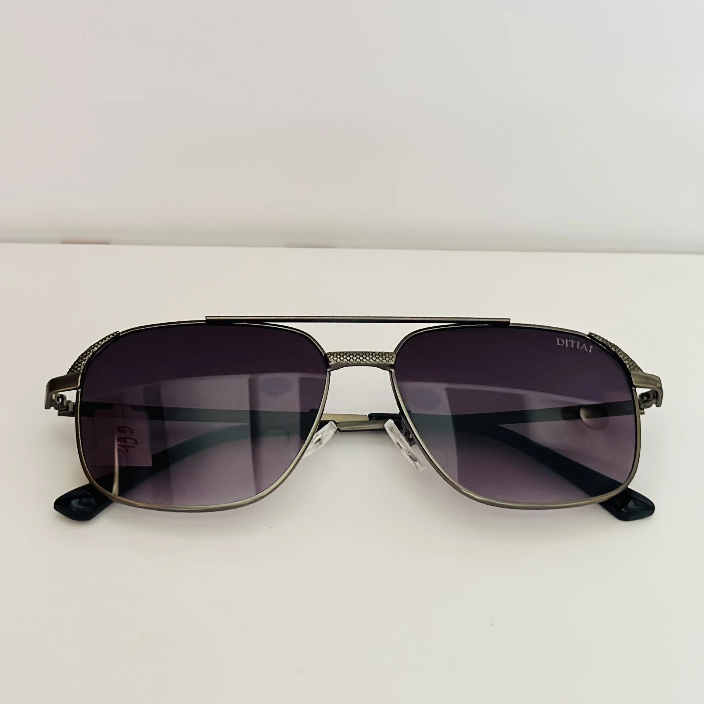 Vincent Chase by Lenskart grey square metal aviator sunglasses