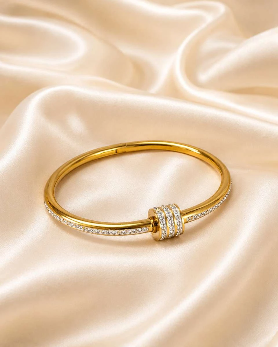 Gold plated stainless steel cuff bracelet