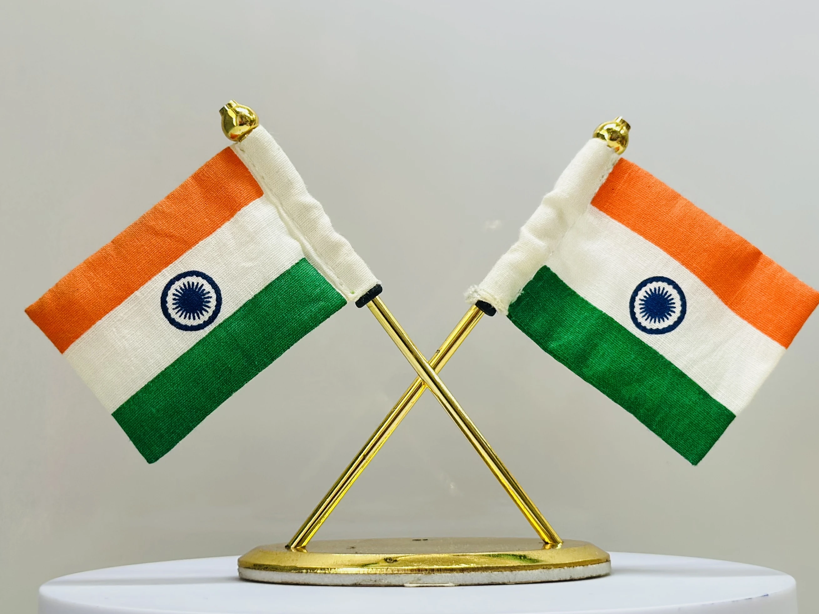 Indian flags on a table display stand