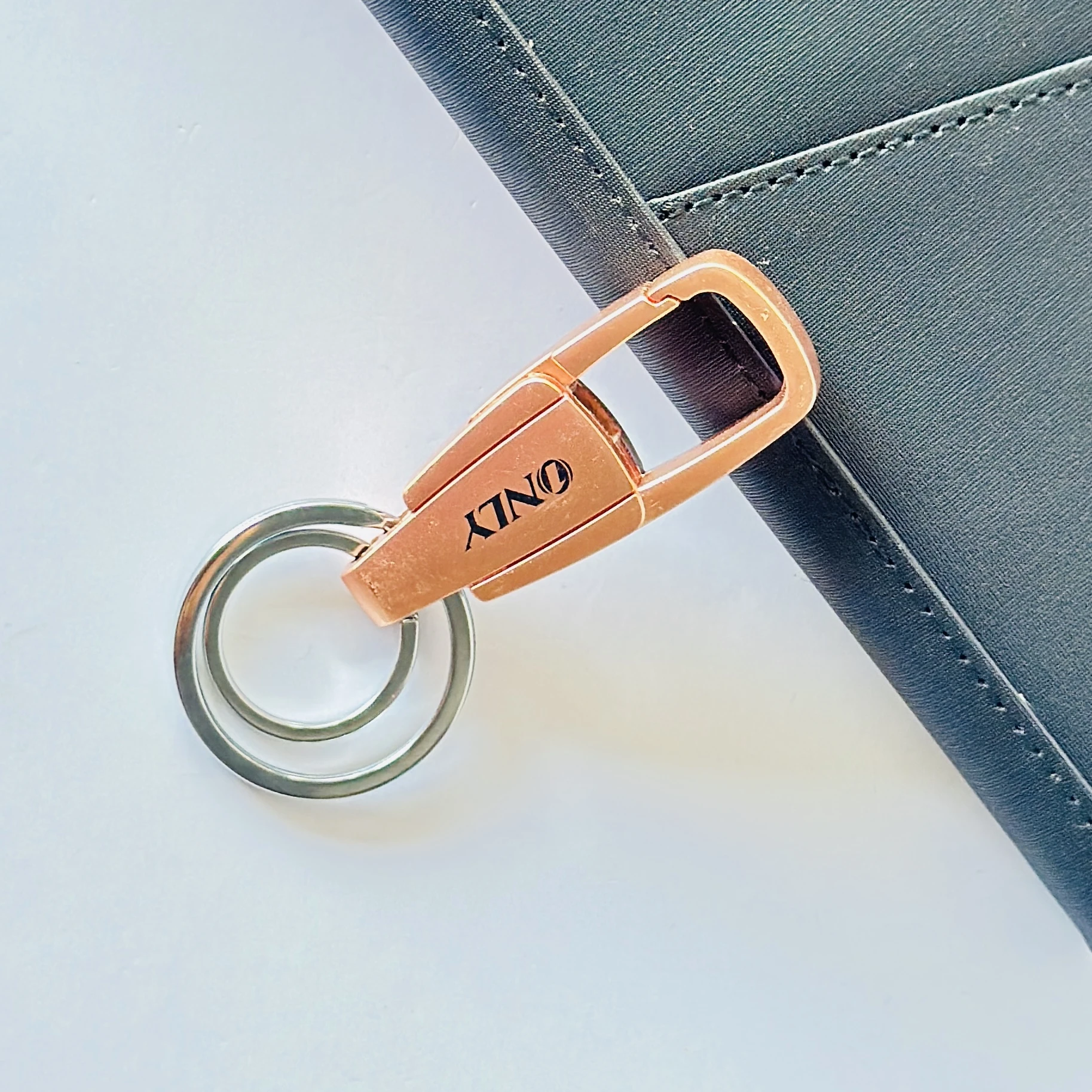 Rose gold metal keychain
