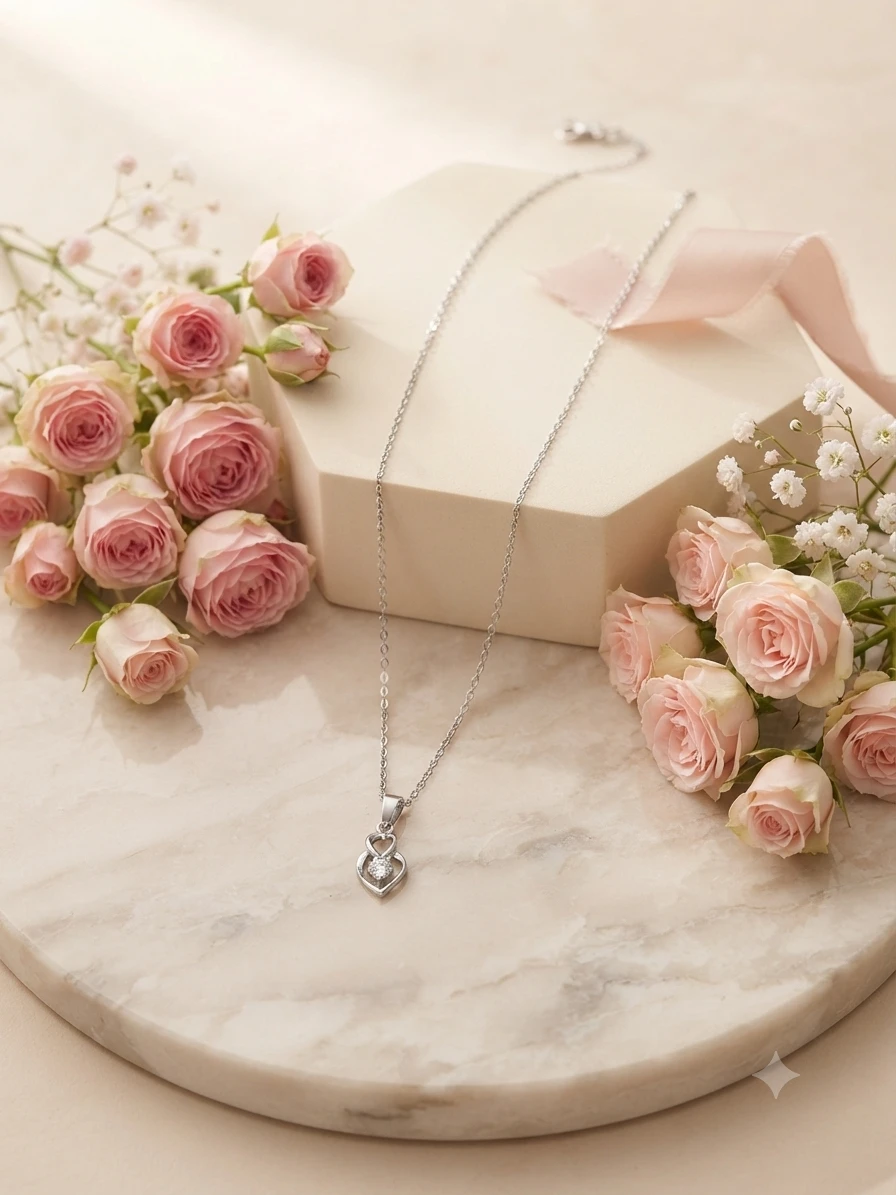 sterling silver dual heart necklace