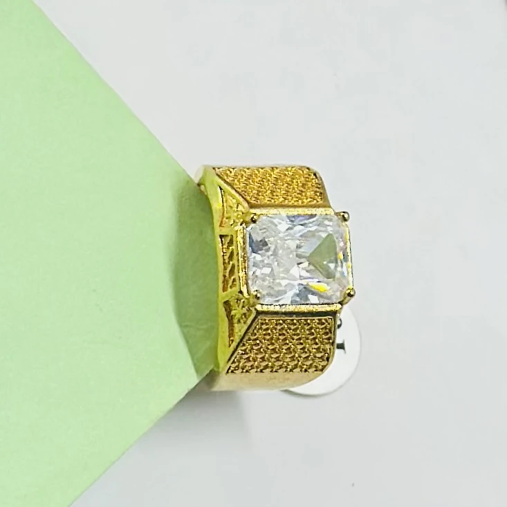 Frost NYC Rock Crystal and CZ 10K Yellow Gold Men's Ring.