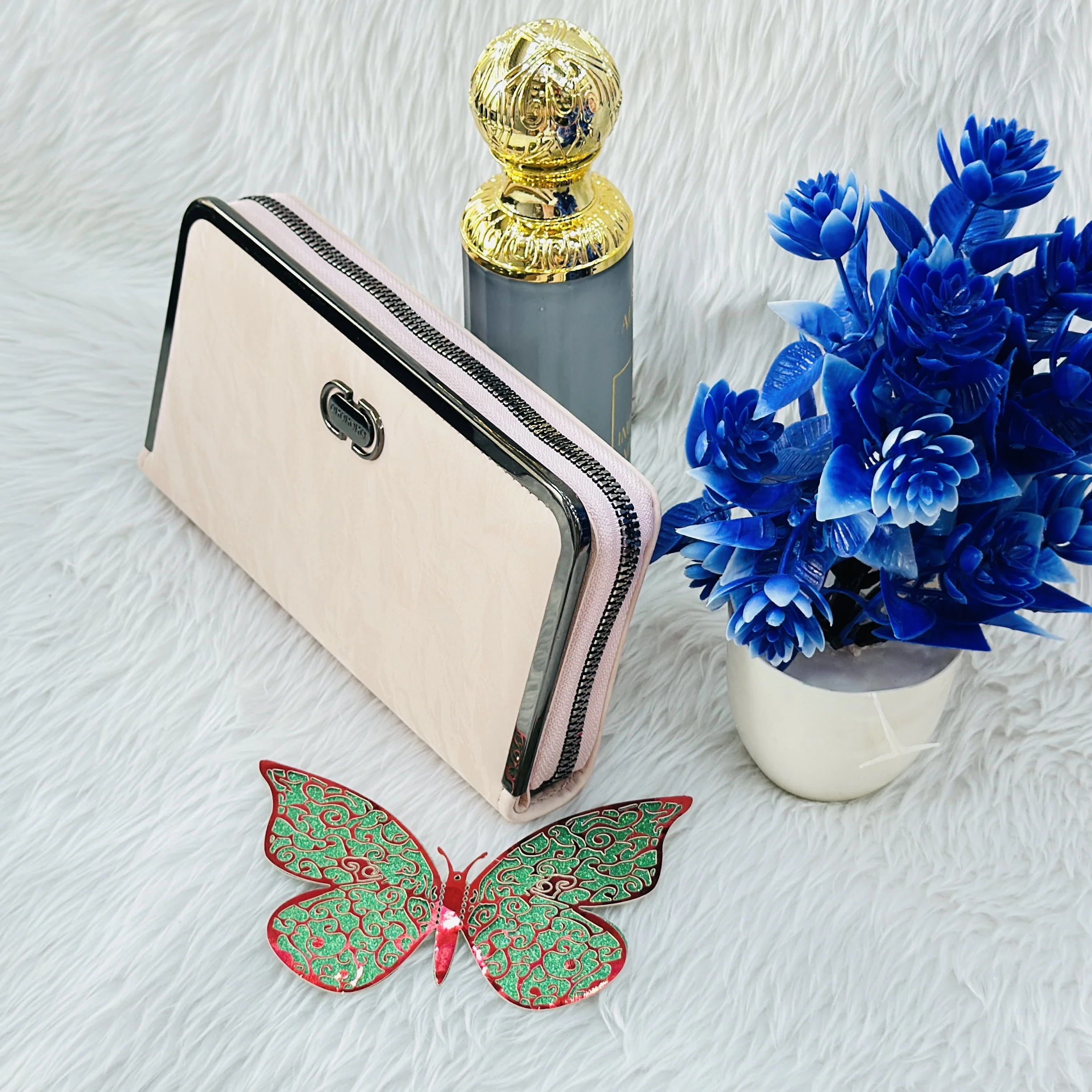 beige zip-around women's wallet