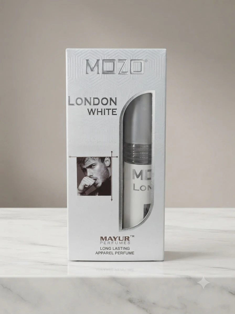 Mozo London White long-lasting apparel perfume by Mayur Perfumes.