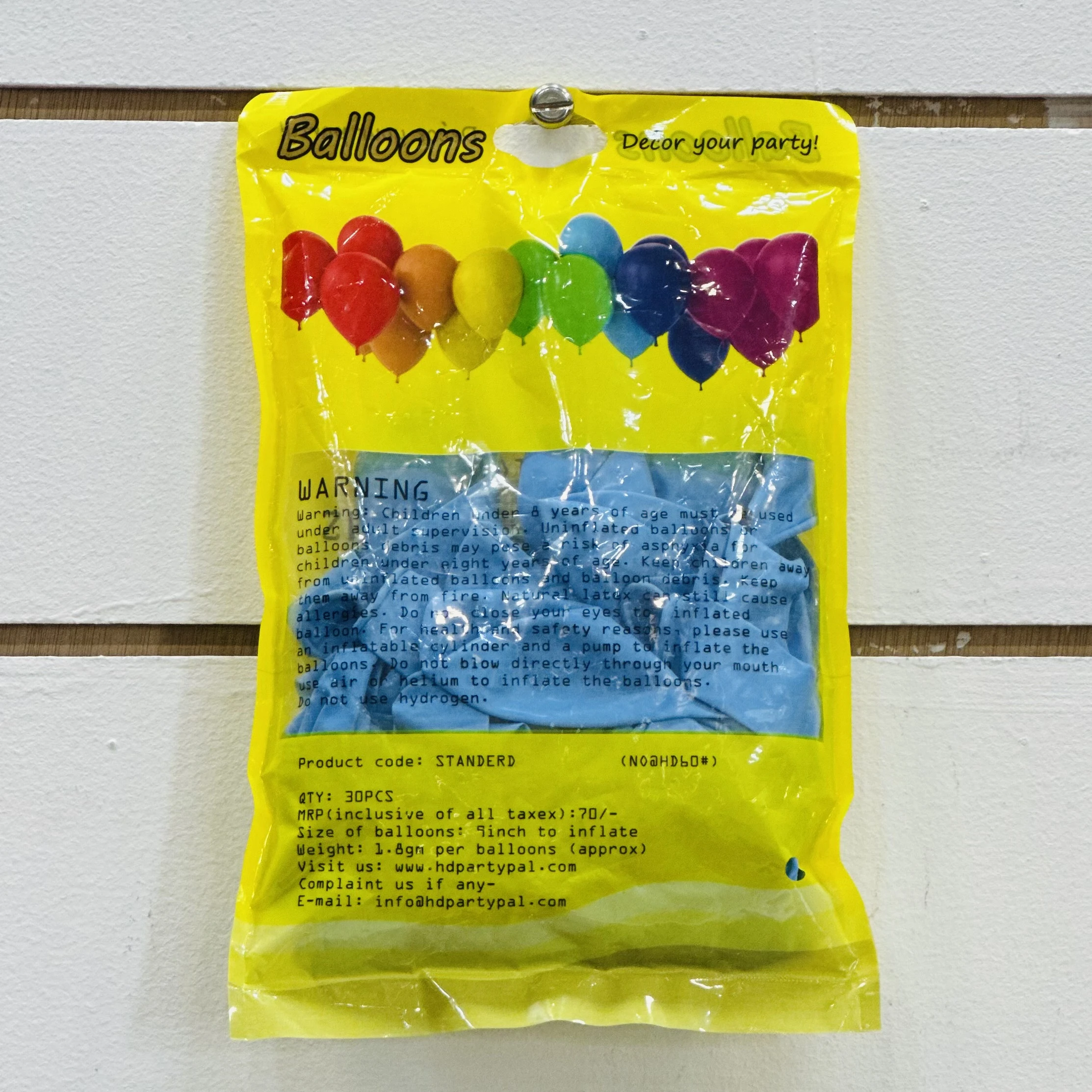 package of "Party Pal" brand balloons