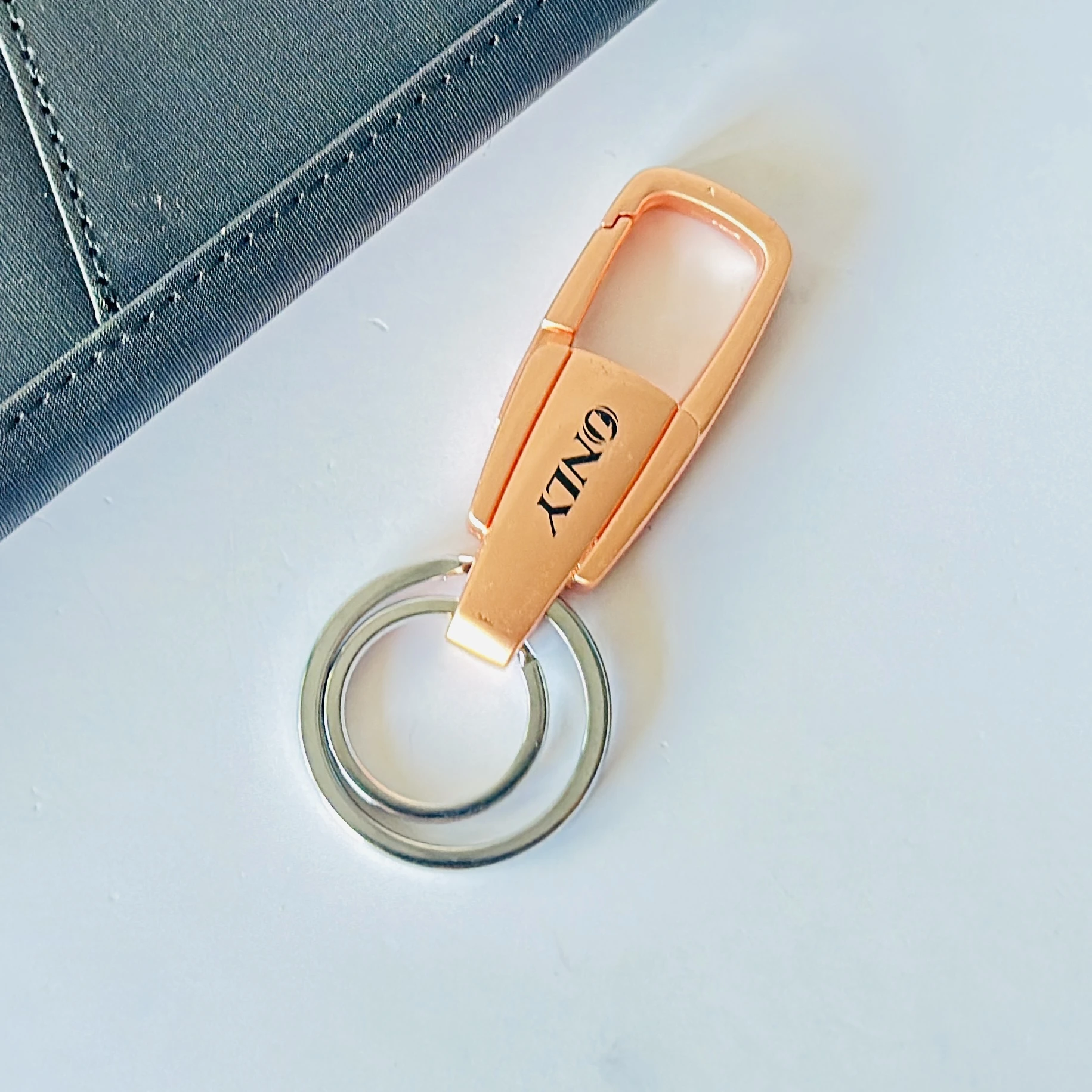 Rose gold metal keychain
