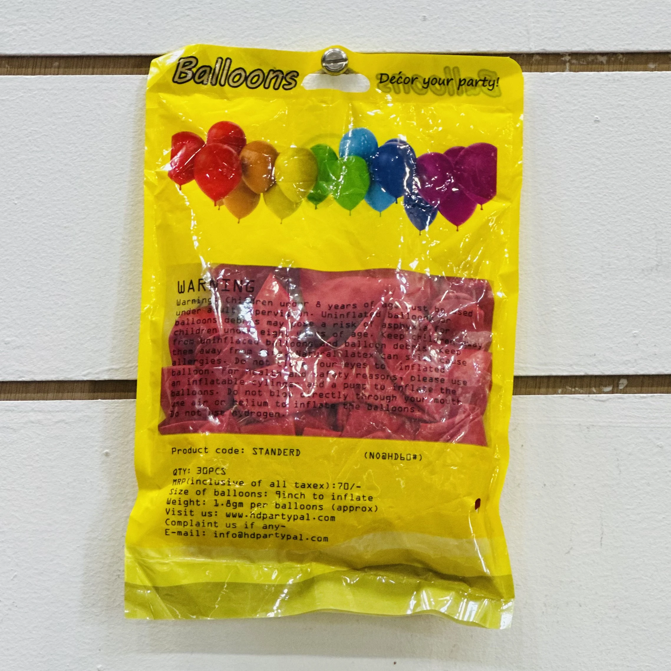 package of "Party Pal" brand balloons