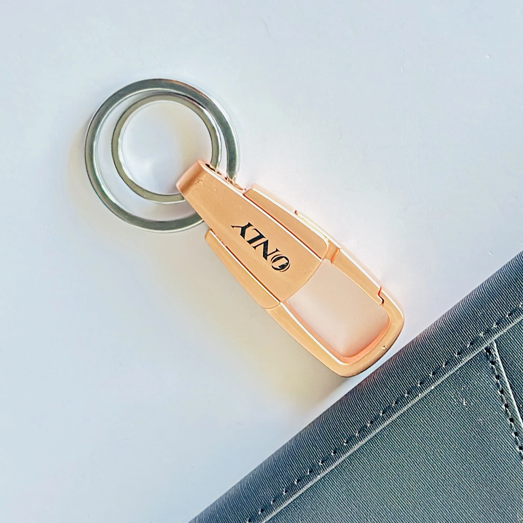 Rose gold metal keychain