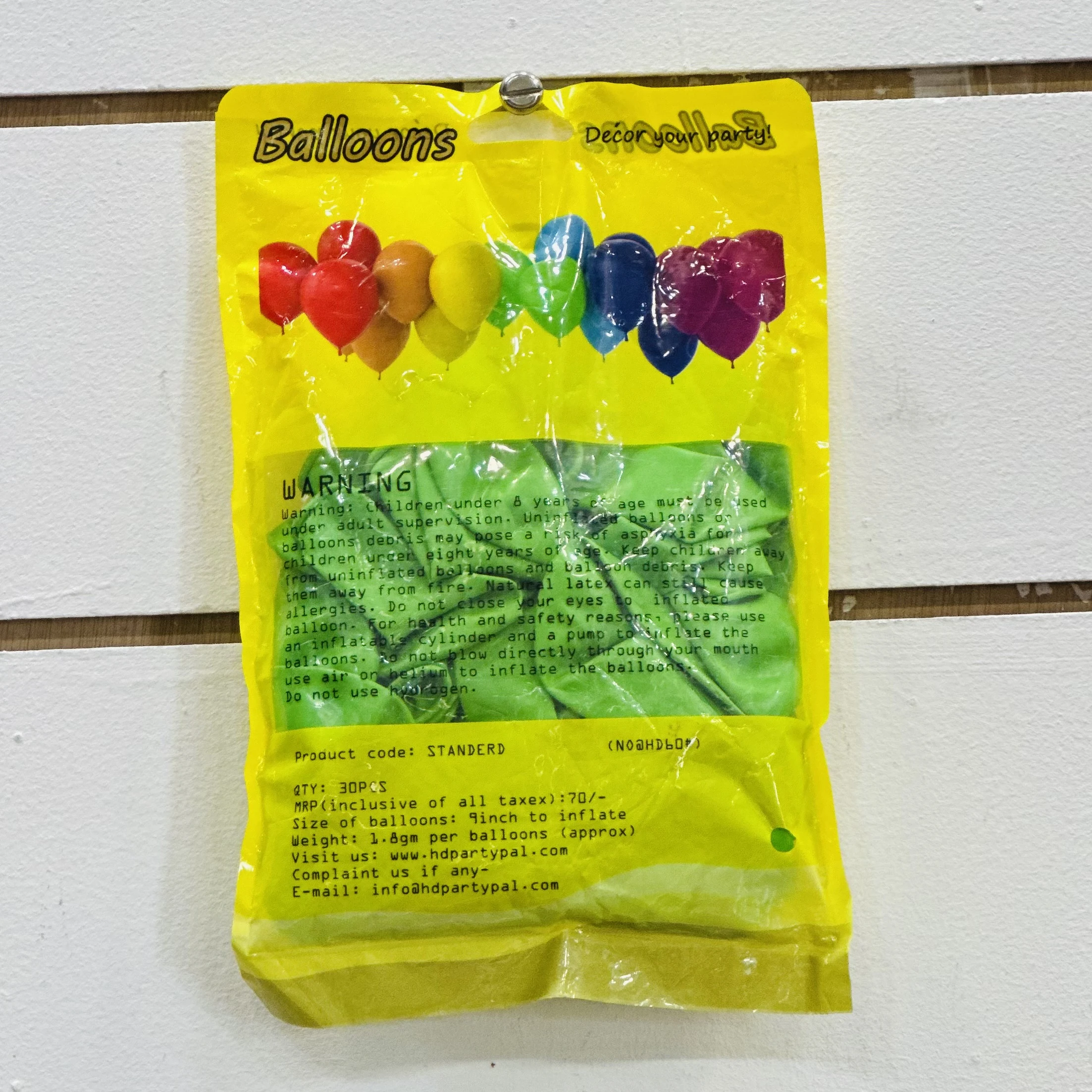 package of "Party Pal" brand balloons