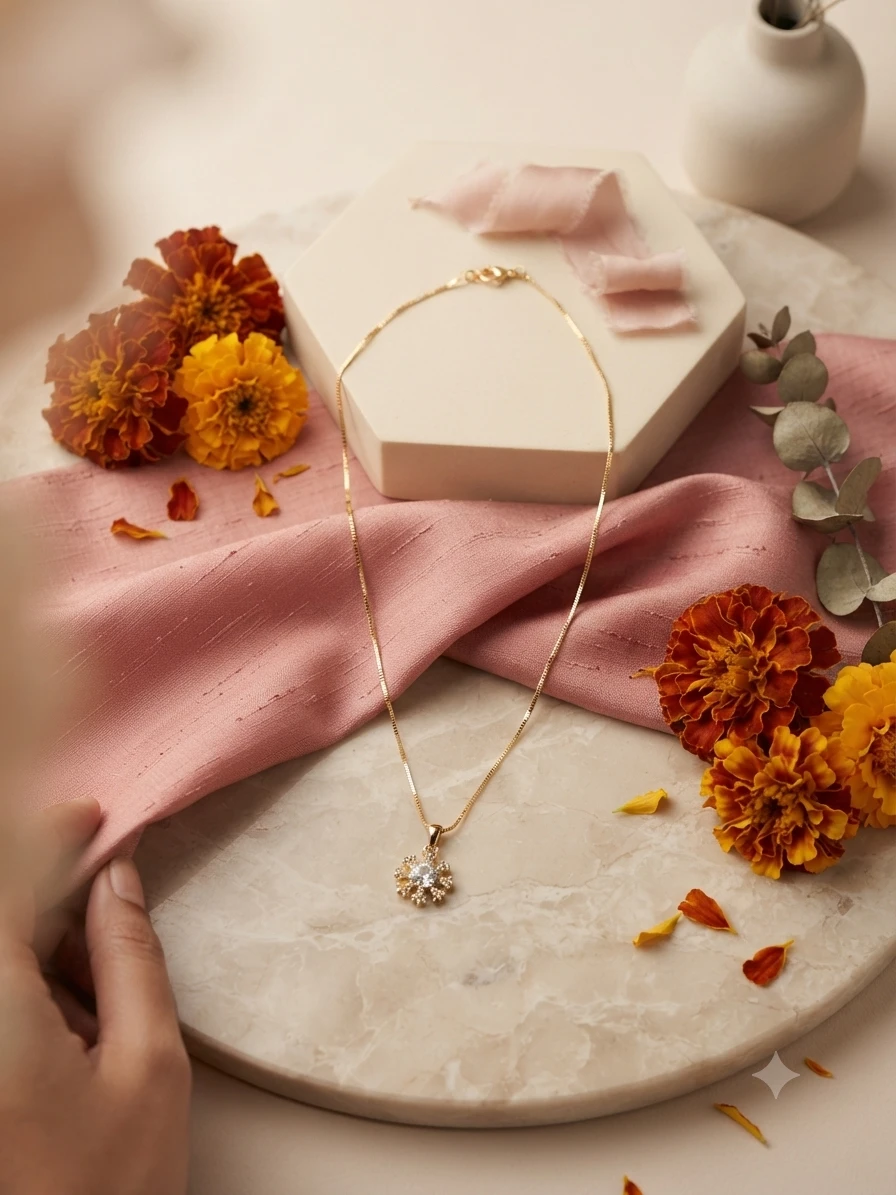 Carlton London 18kt gold-plated snowflake pendant