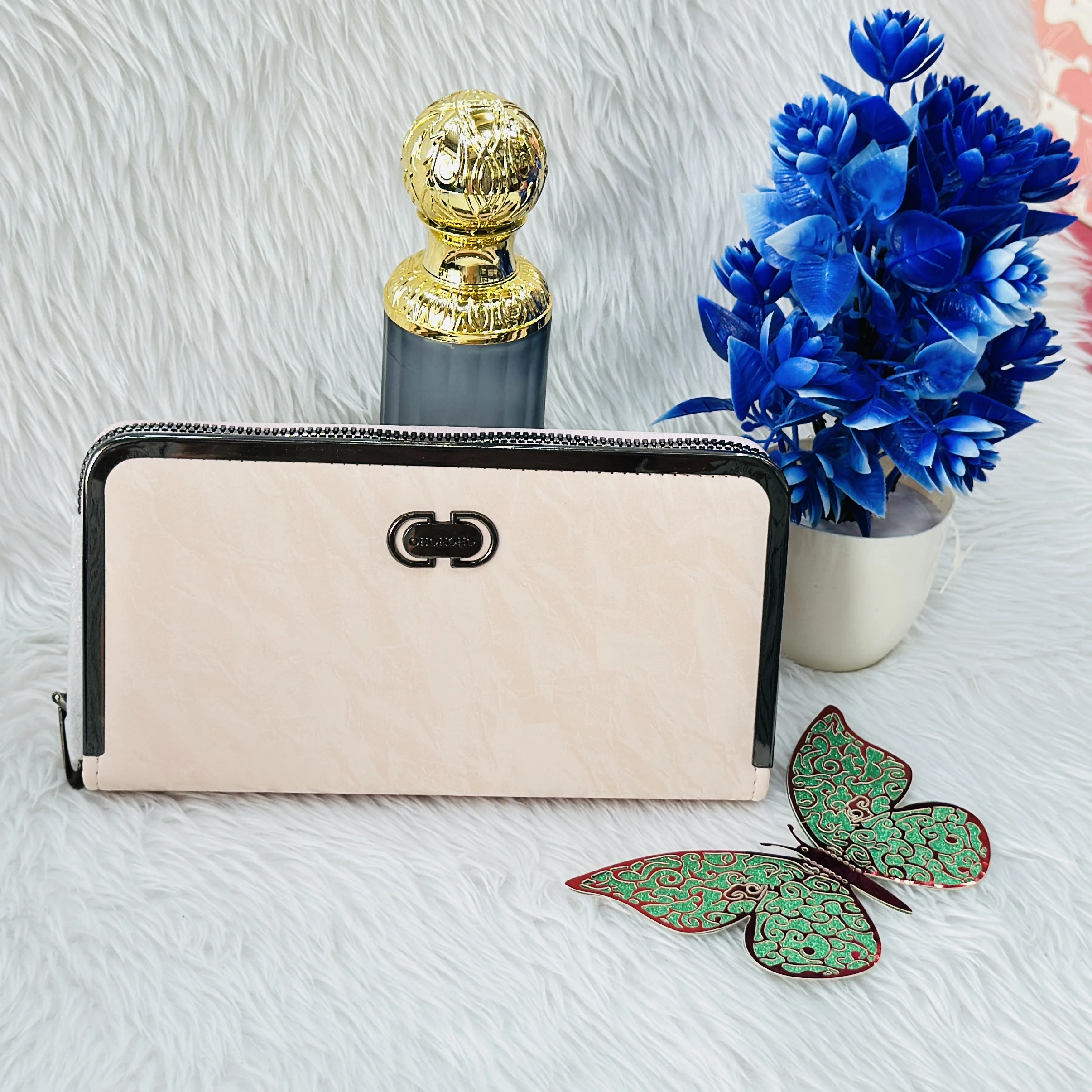 beige zip-around women's wallet