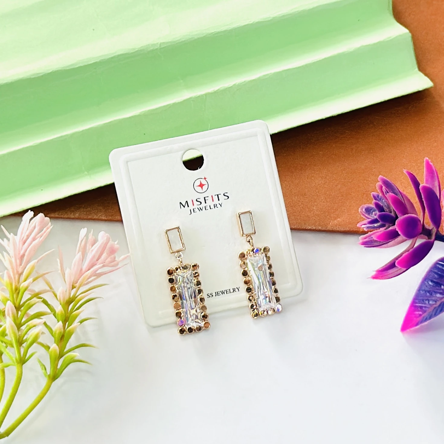 Jewelry rectangular drop earrings