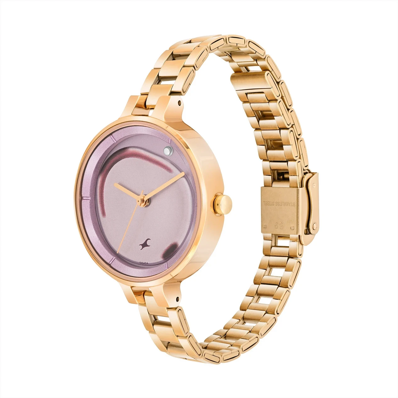 Fastrack MetaWe Purple Dial Rose Gold Stainless Steel Strap Analog Watch  - For Girls 6306WM01