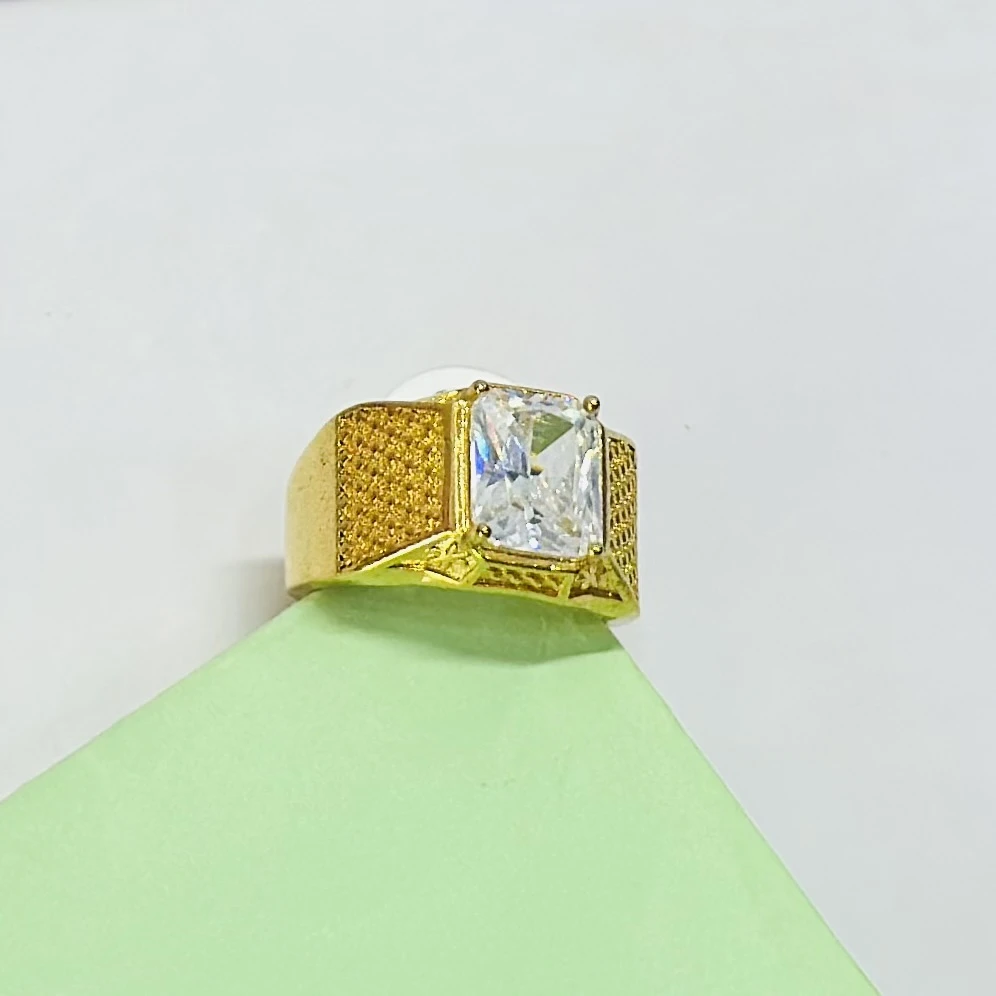Frost NYC Rock Crystal and CZ 10K Yellow Gold Men's Ring.