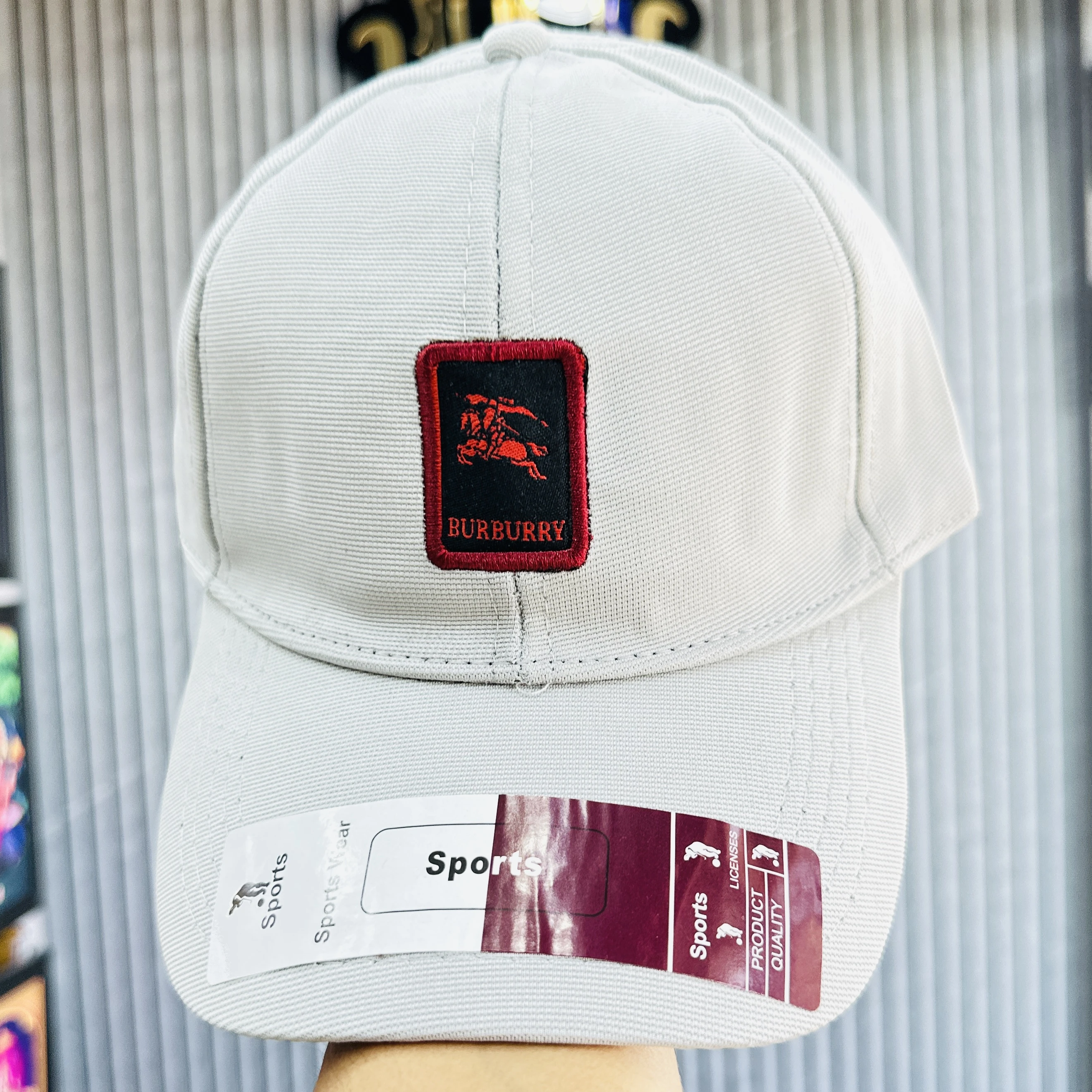 beige baseball cap