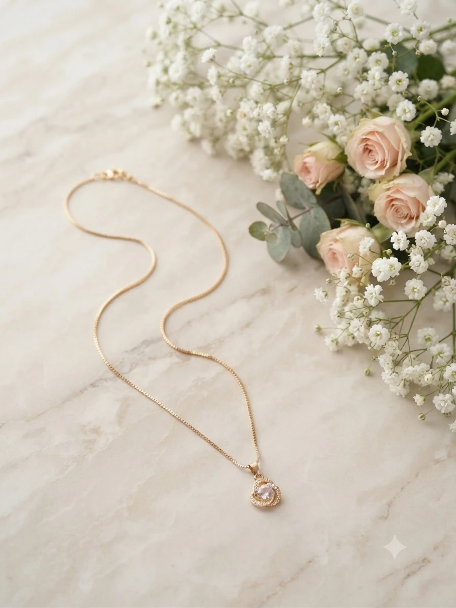 Zaveri Pearls rose gold plated necklace