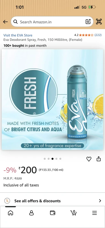 an Eva Fresh Deodorant Spray for Women.